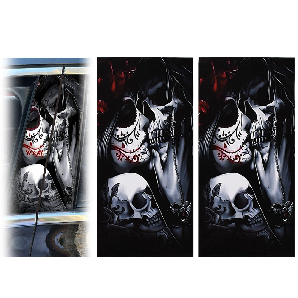 1019.7inch 2x Skull Kiss Car Center Pillar Stickers for Car Window Door Pillar