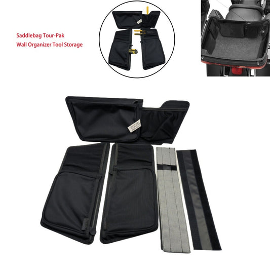 Black Pack Lid Organizer Pouch Saddle bags for Harley Touring Tour-Pak 1999-2013