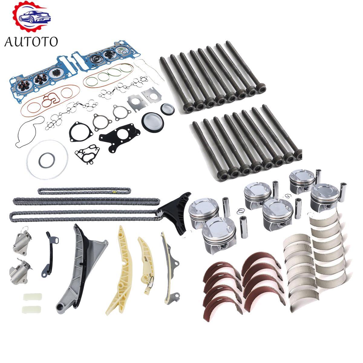 Engine Overhaul Rebuild Kit - Pistons Rings Head Bolts Timing Chain for Porsche
