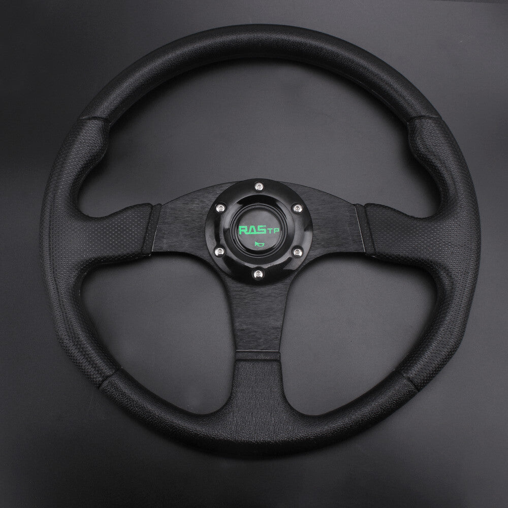 13INCH Universal Aluminum Black Steering Wheel+Horn Button for Most Cars