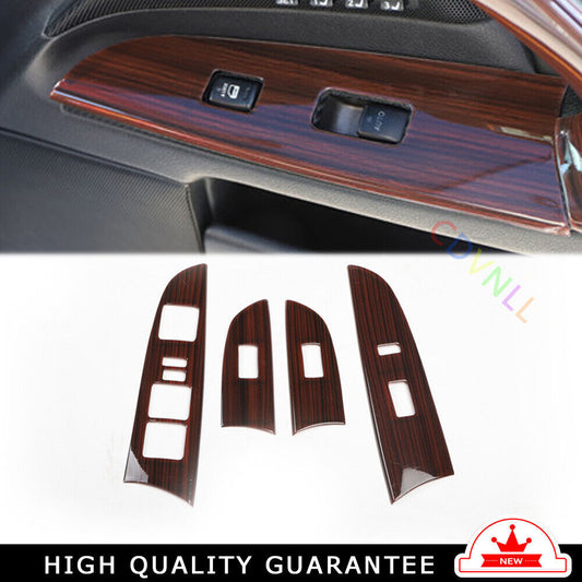 Glass Window Lifting Lock Panel Trim Inner 4PCS Fit for Lexus IS 06-11 Red Wood