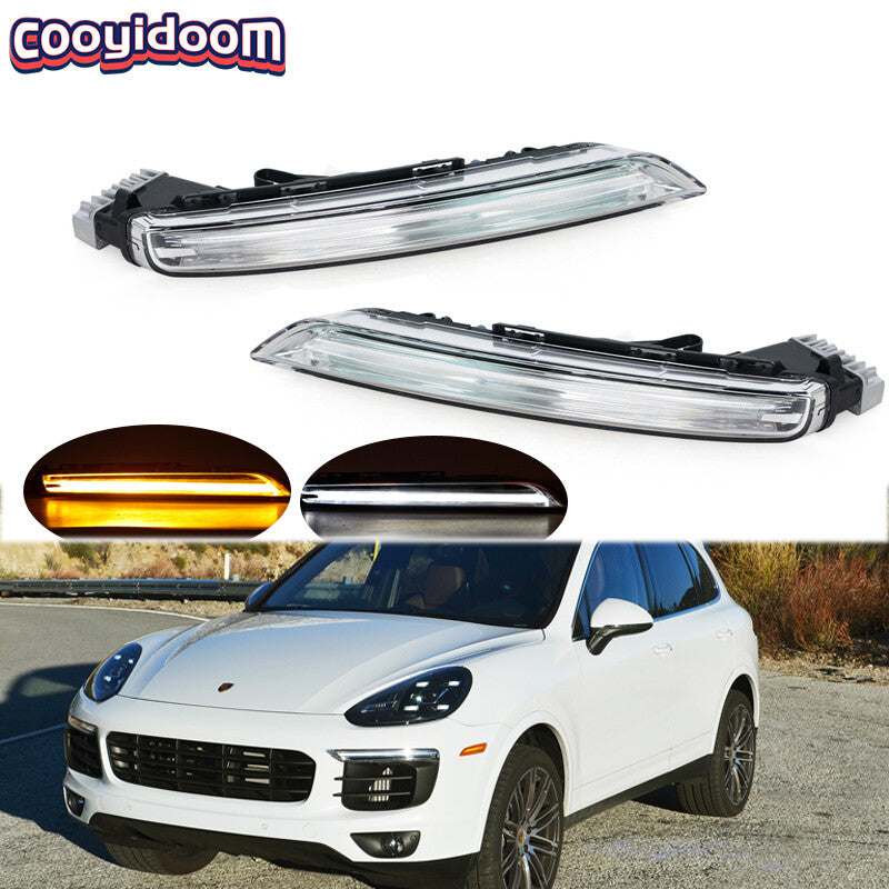 1. Dual daytime running lights and driving fog lights for Porsche for Cayenne 2015 - 2017 (Left + Right -)