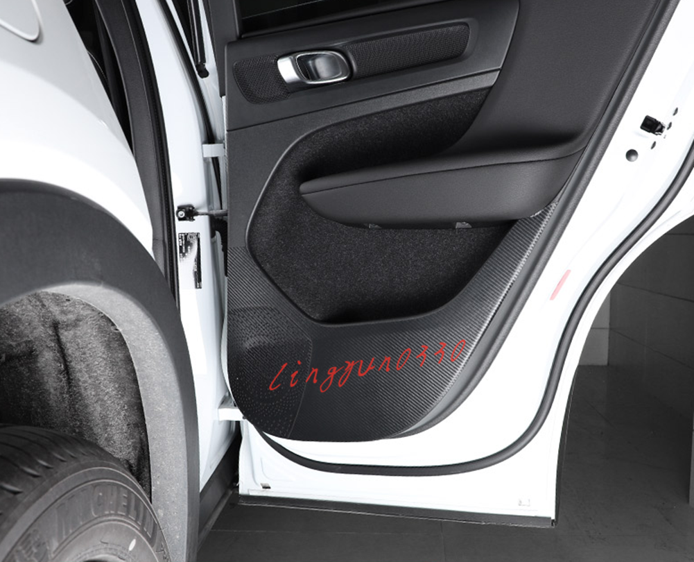 for Volvo XC40 2018-2021 Carbon Fiber Leather Door Anti Kick Pad Protector Trim
