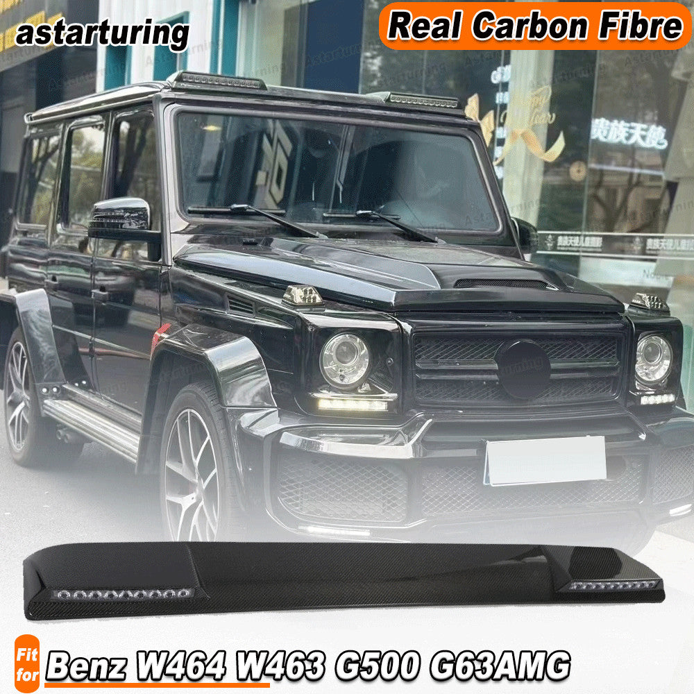 for Benz W463 W464 G500 G63 2004-18 Real Carbon Front Roof Spoiler Wing W/Light