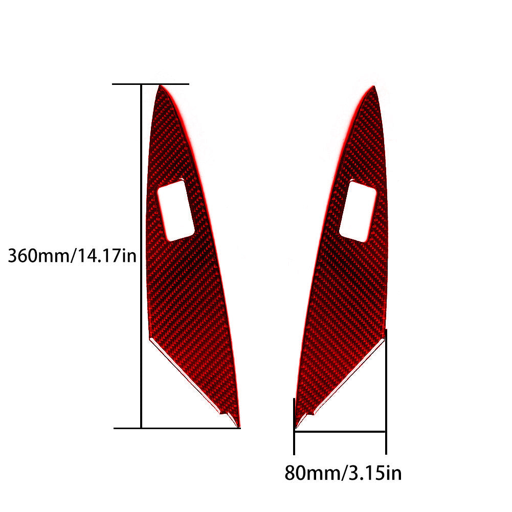 Red Carbon Fiber Rear Door Window Lift Panel Cover Trim for Toyota for Camry 2007-11