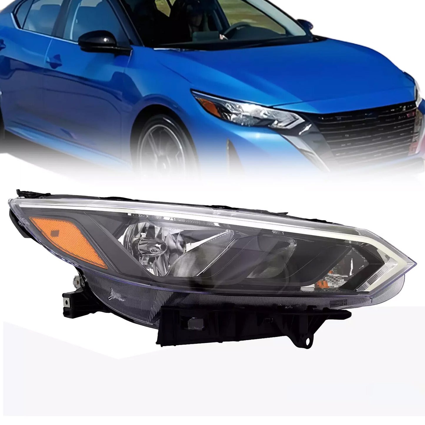 Right-side halogen headlight compatible with for Nissan Sentra S/SV 2024-2025 models (new).