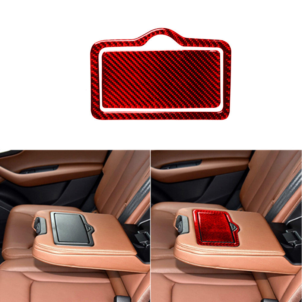 Red Rear Drain Cup Panel Trim Interior Carbon Fiber Sticker for Audi Q7 2016-19