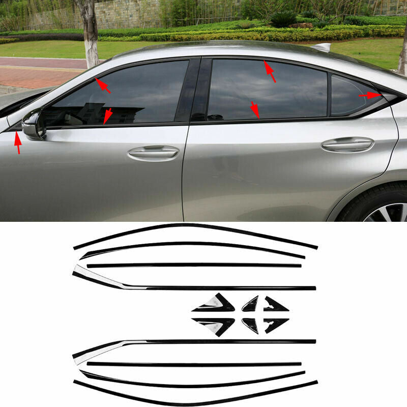 Glossy Black Door Window Frame Sill Molding Trim for Lexus ES350/300h/250 19-22