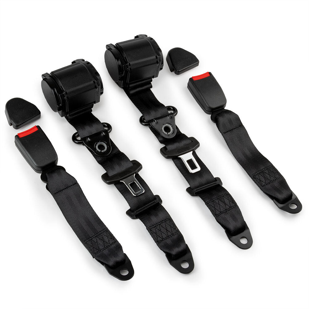 2-pack universal 3-point adjustable and retractable car for seat belts