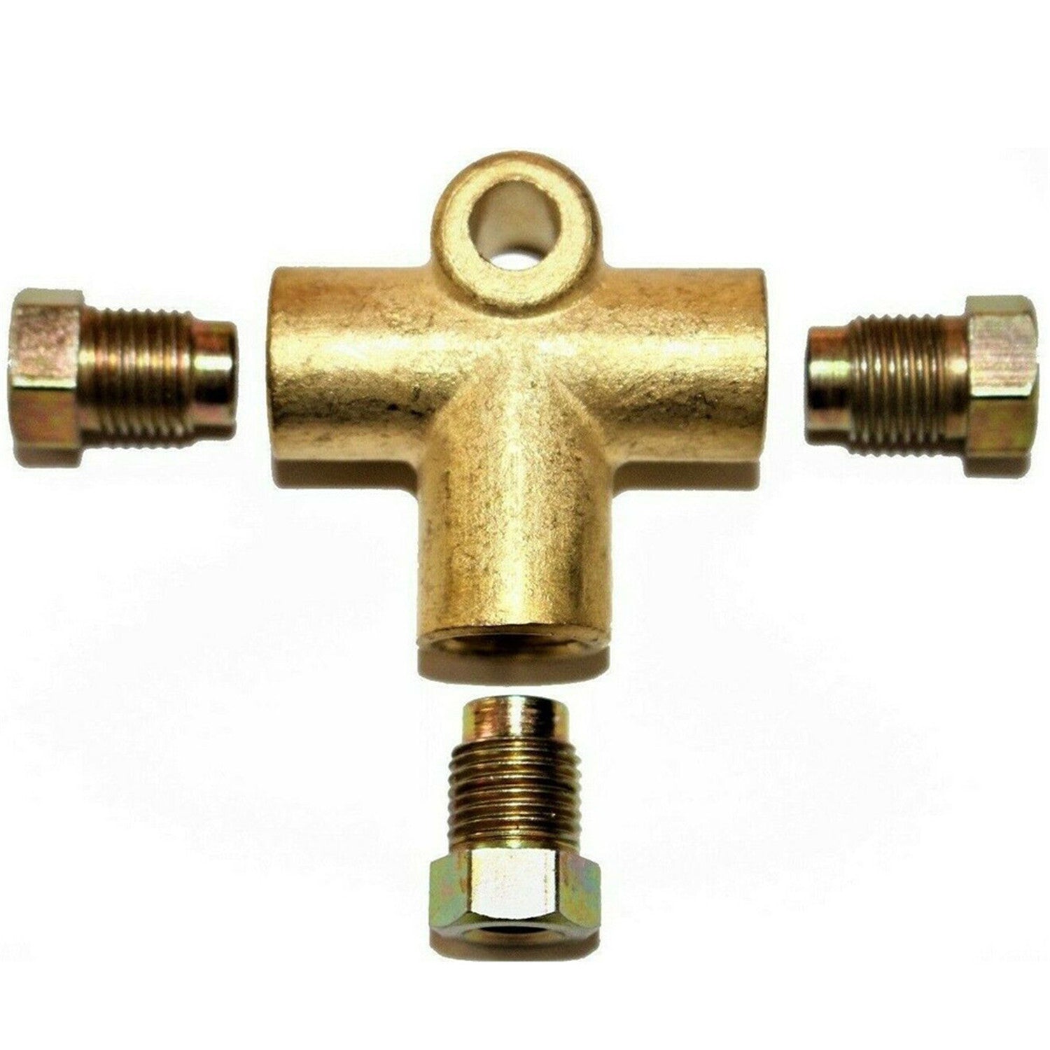 10mm 3 Way Brake T Piece Tee W/ 3 Male Nuts Short Union Metric M10 3 / 16 Pipe