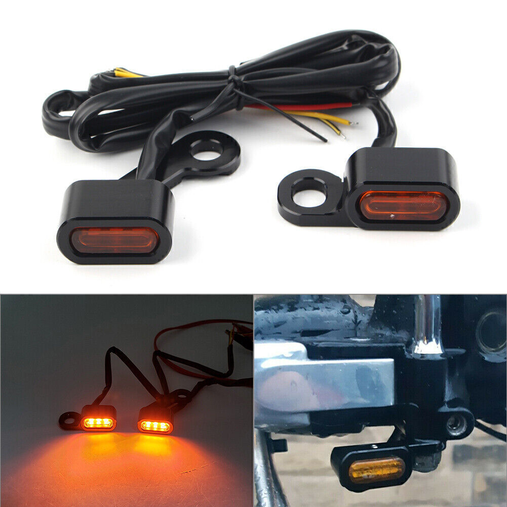 Sequential LED Turn Signals Flowing for Mini Handlebar Light for Harley BlackOrange