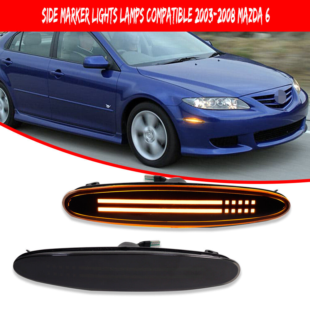 Suitable for 03-08 Mazd for A6,Mazdaspeed6, GG1, GY1 Smoked Amber LED Side Marker Signal Lights