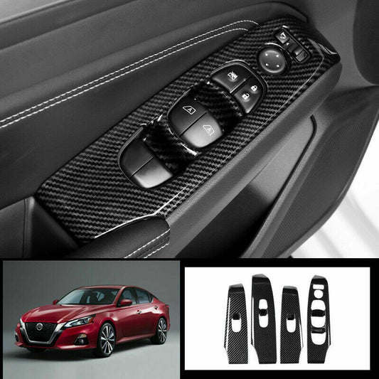 for Nissan Teana Altima 19-2022 Carbon Fiber Look Window Lift Panel Switch Trim