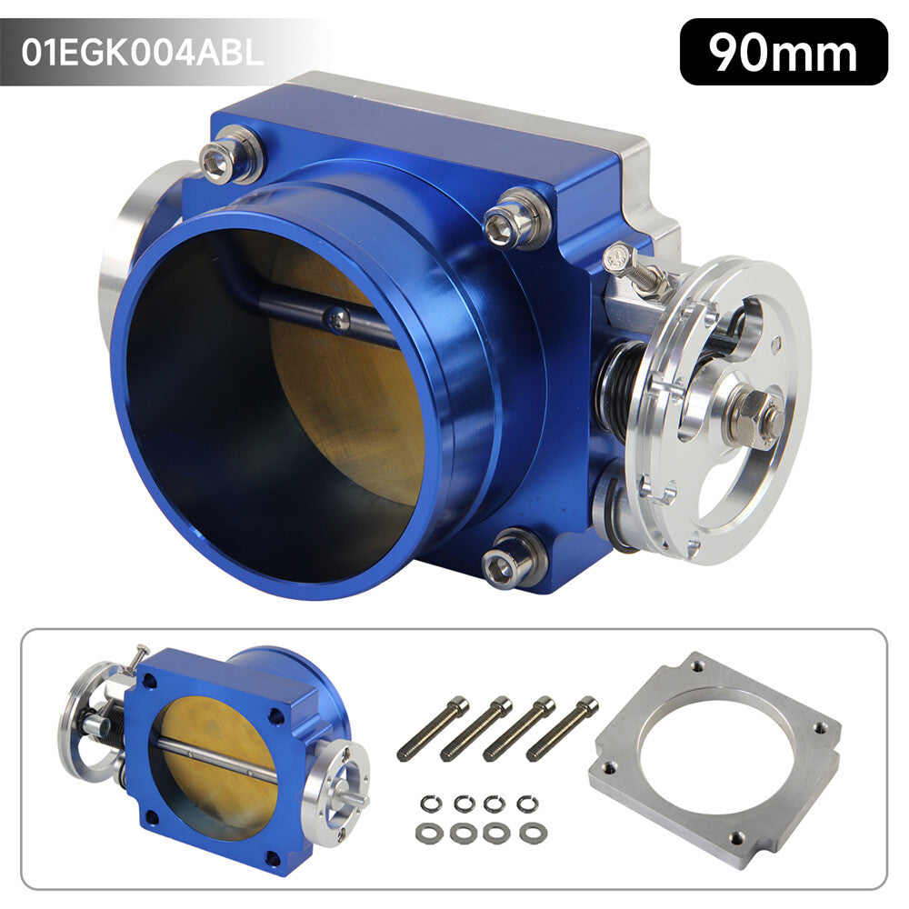 Alloy Aluminum Universal CNC Billet Intake 90mm Throttle Body High Flow Blue