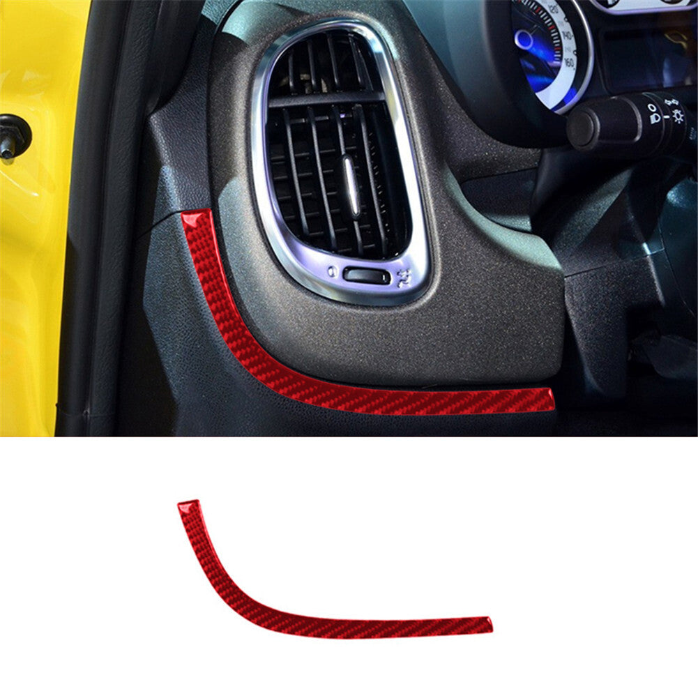 Red Carbon Fiber Below Driver Side Air Vent Cover Trim Strip For 14-17 for Fiat 500L