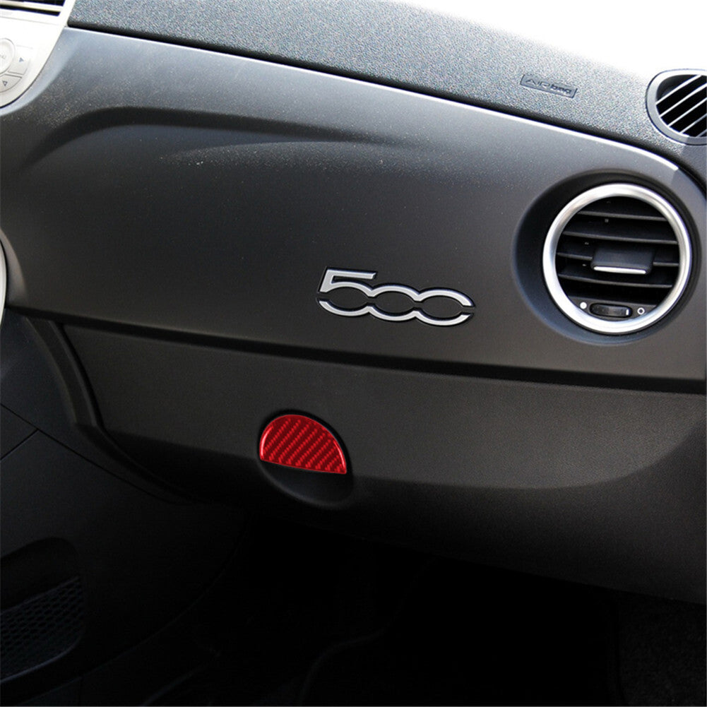 Red carbon fiber glove compartment handle trim for 2012-2015 for Fiat 500