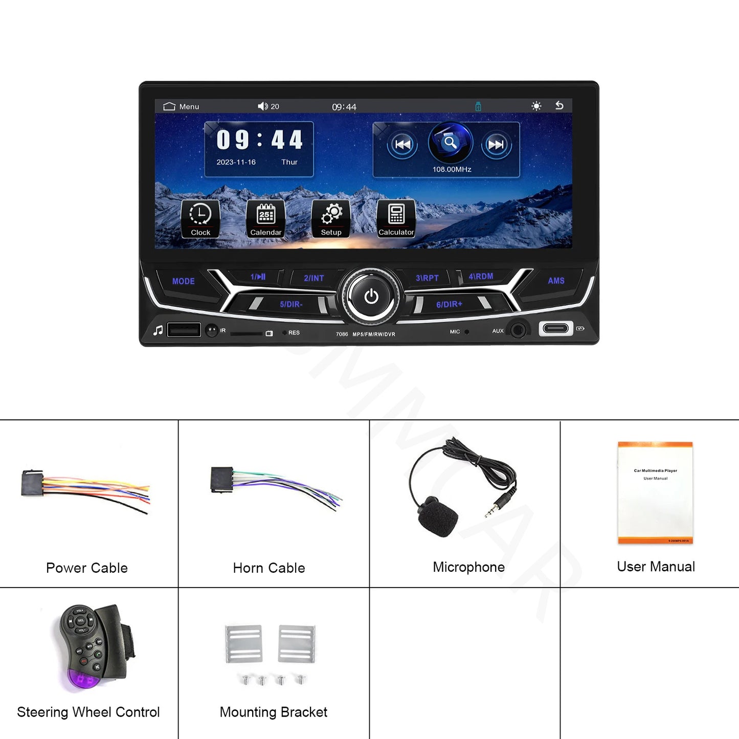 6.86 2Din Touch Screen Wireless Carplay Portable Car Stereo Android Auto AUX