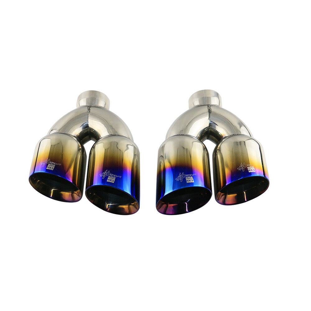 2PCS Universal 2.5'' ID 3.5'' OD Exhaust Tips End Dual Muffler Tip Burnt Blue