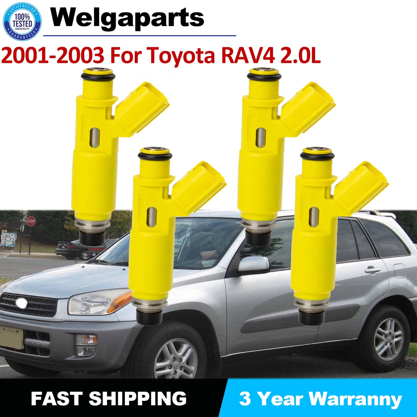 4PCS Fuel Injectors Flow Matched 23250-28050 for Toyota RAV4 2.0L 2001-2003 US