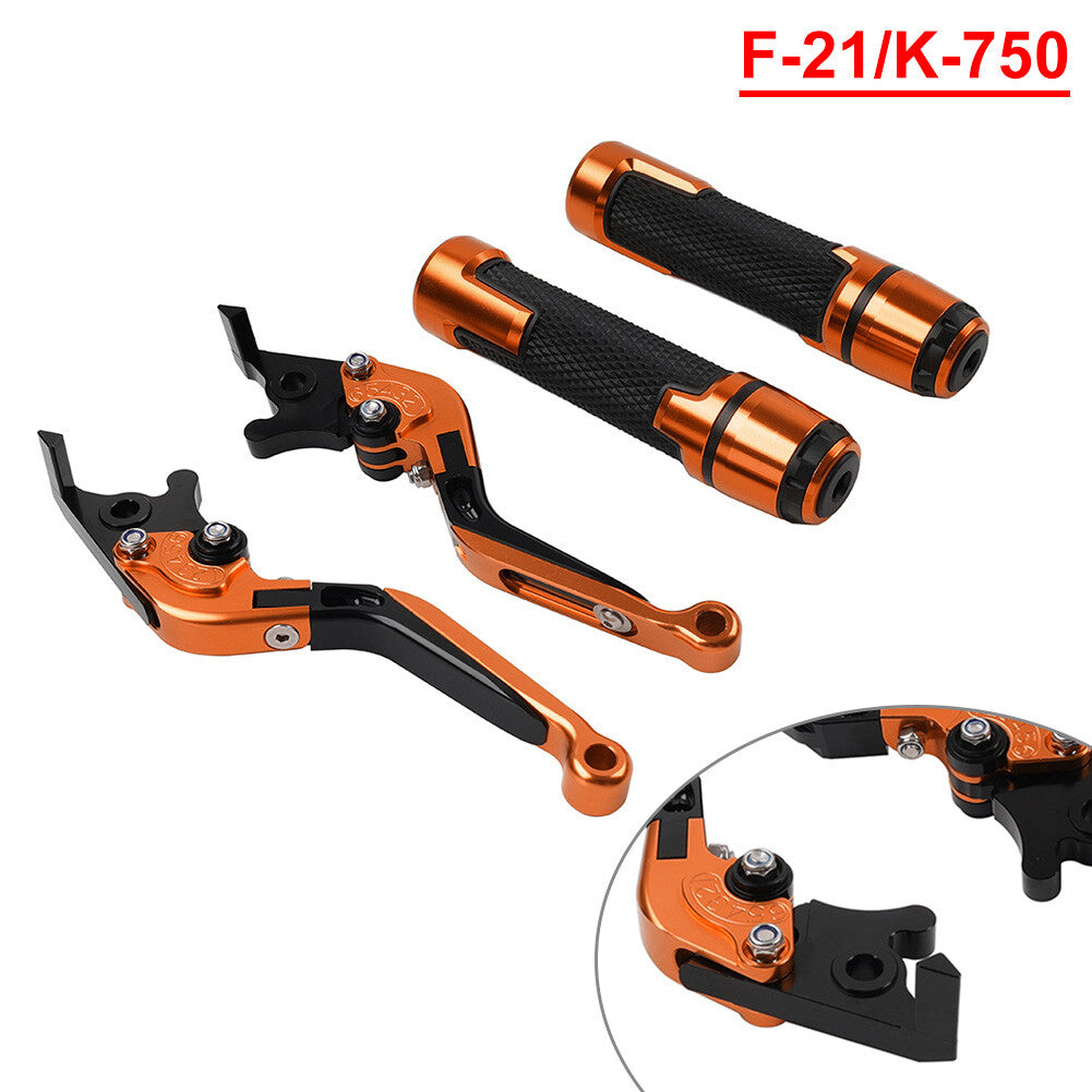 FIT for Kawasaki 650R Set Folding Extendable Brake Clutch Lever Handlebar Gri