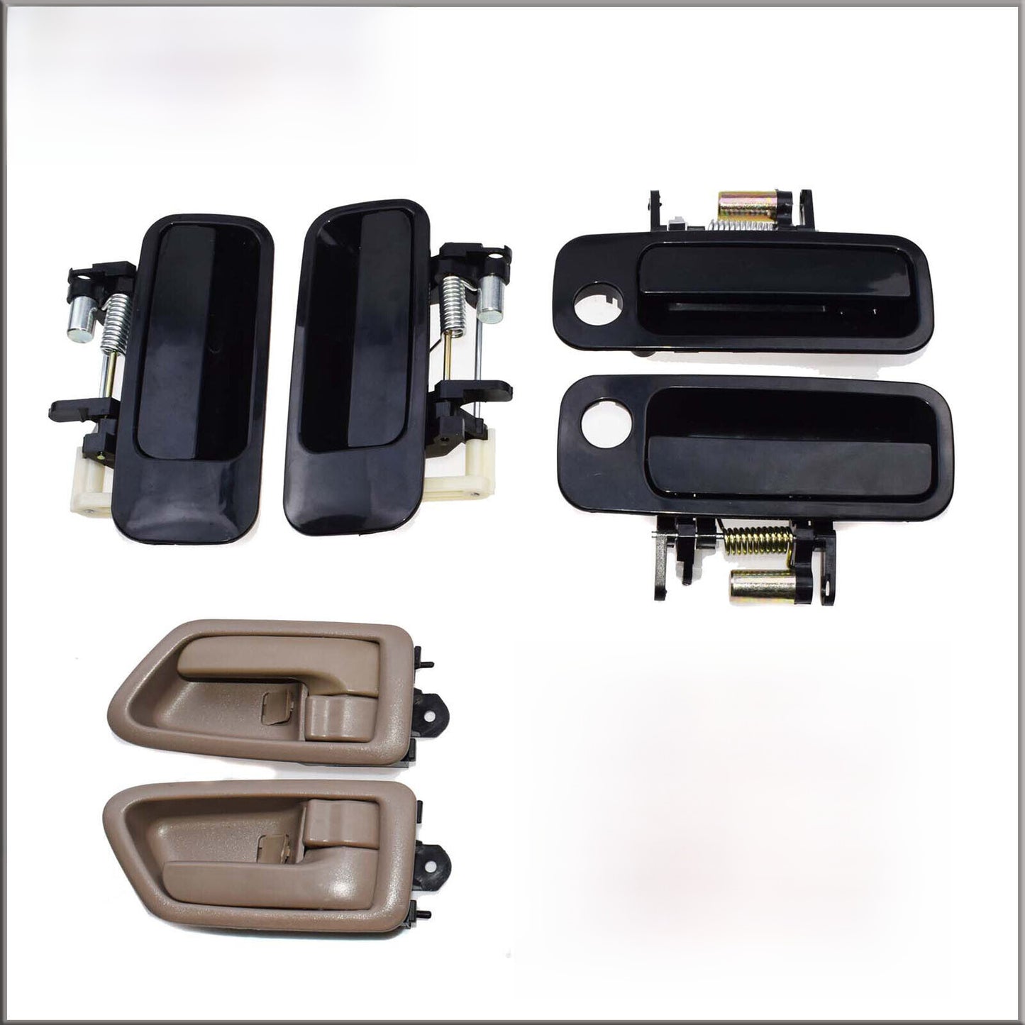 for Toyota for Camry 97-01 4x Beige Inside 4x Black Outside Door Handle Front Rear