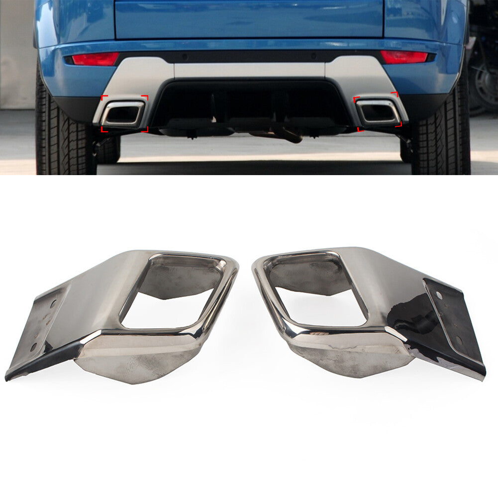 Pair Rear Bumper Exhaust Tube Trim for Land Rover for Range Rover Evoque 2010-2018