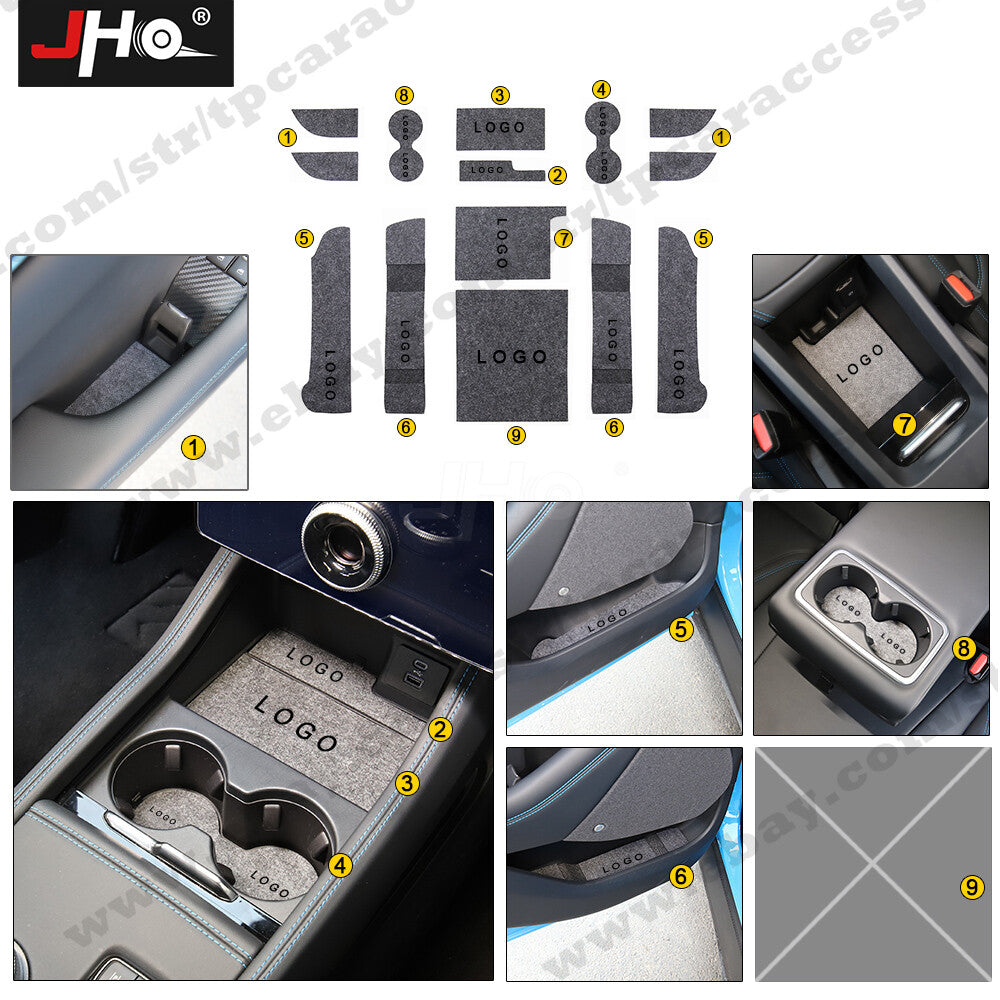 Car Inner Rubber Non-Slip Gate Slot Pad/Cup Holder Mat for Ford for Mustang Mach E