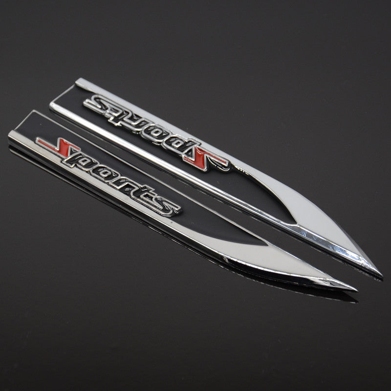 Car Metal Fender Sports Emblem 5.90.7in Badge Decal Racing Dagger Sticker