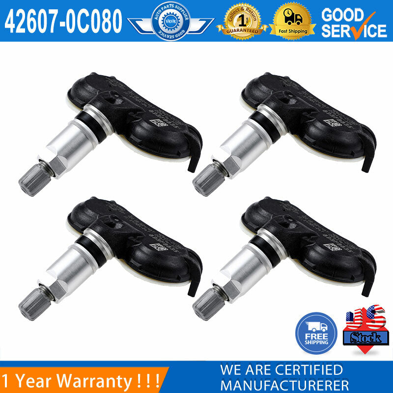 4-piece TPMS tire pressure sensor set 42607-0C080, compatible with 2006-2017 for Toyota Tendera 315MHz.