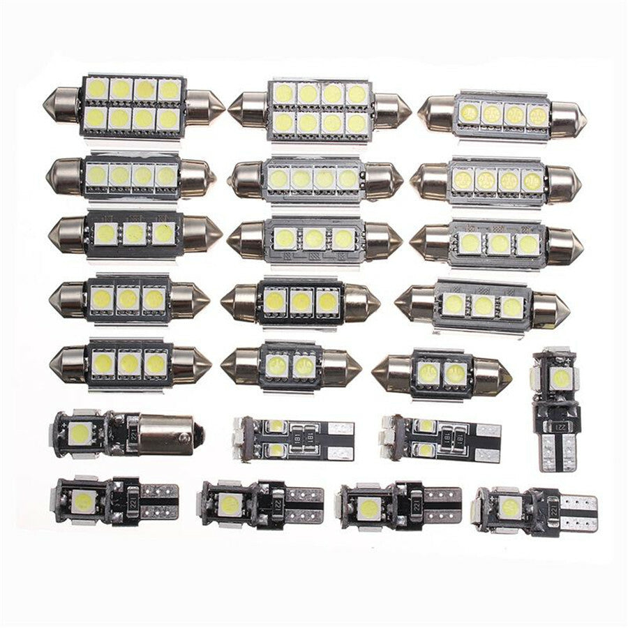 23x White LED Interior Lights Bulbs Kit Dome License Plate Lamps Car Accessories