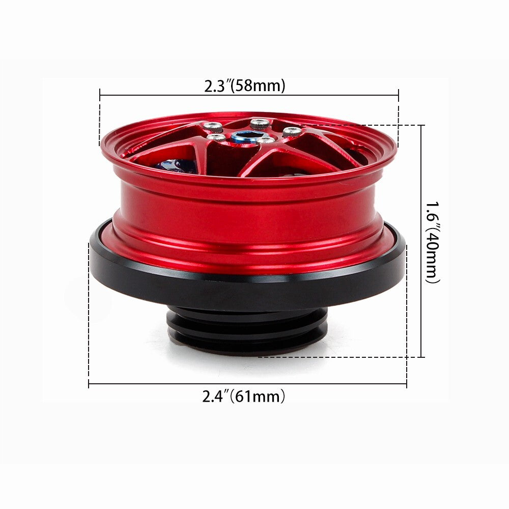 Wheel Hub Style JDM Gunmetal Engine Oil Cap Filler Cover for Honda for Acura Red