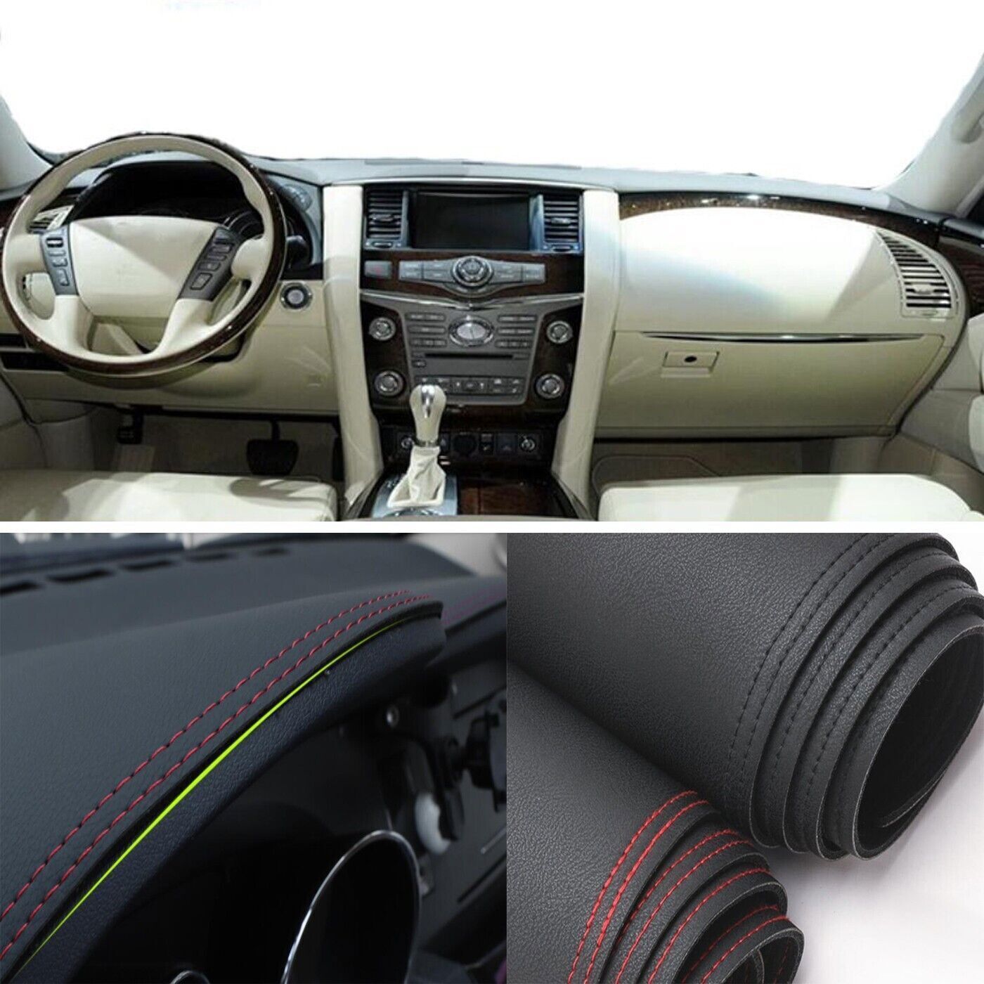 PU Leather Dashboard Dash Mat Non-slip DashMat Sun Pad for Infiniti QX80 18-2021