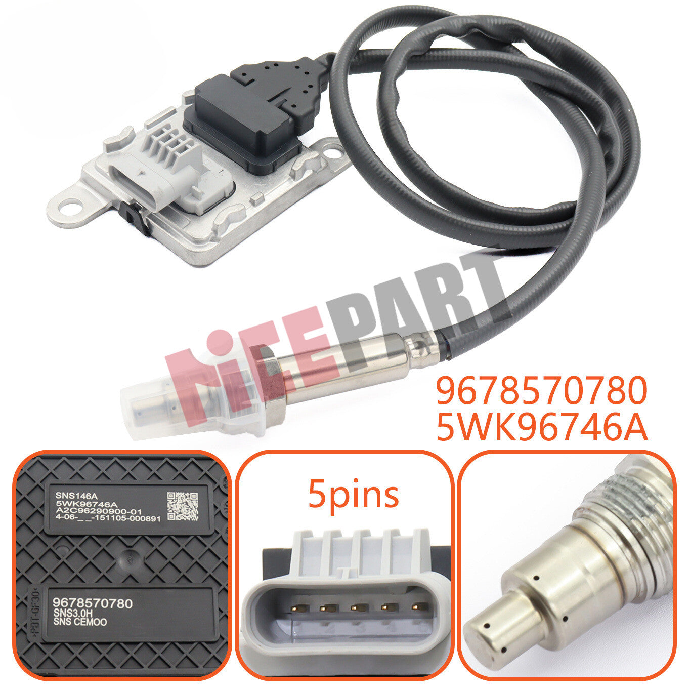 NEW 9678570780 Nox Nitrogen Oxide Sensor compatible for Citroen for Peugeot 1.6, Diesel
