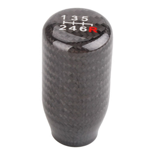Universal Real Black Carbon Fiber Manual Gear Shift Knob Shifter Lever 6 Speed