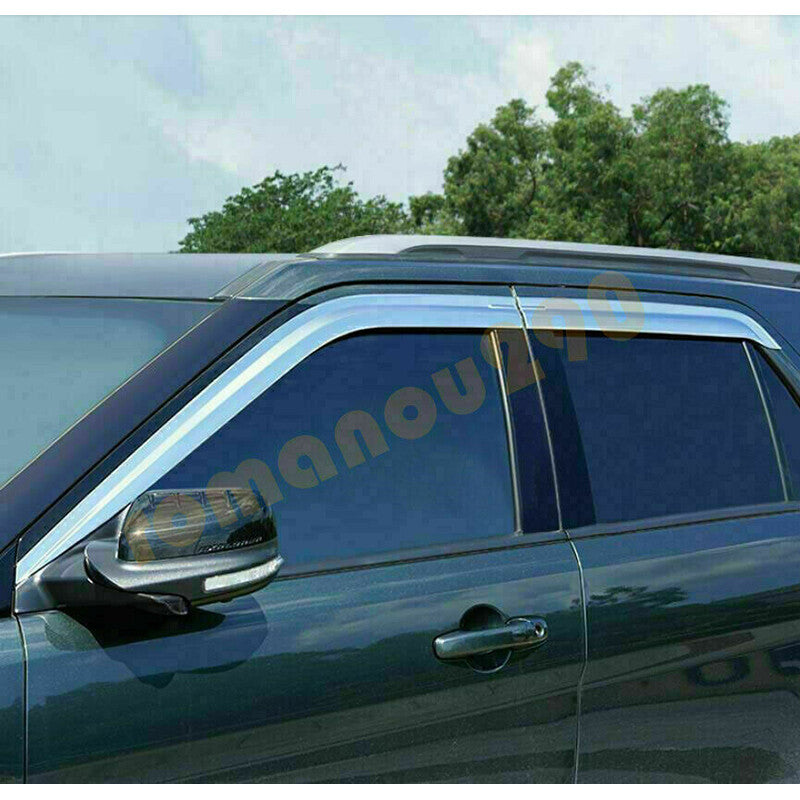 for Ford Explorer 2011-19 Chrome Window Visors Vent Rain Guard Shield Deflector