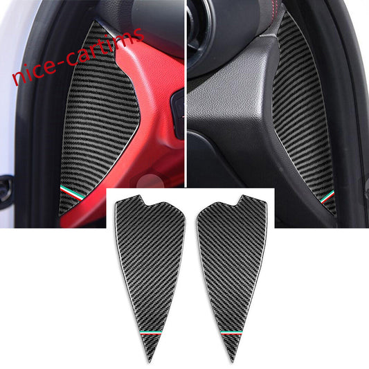 Carbon Fiber Front Door Buffer Cushion Slot Trim for Alfa Romeo Giulia 2017-2021