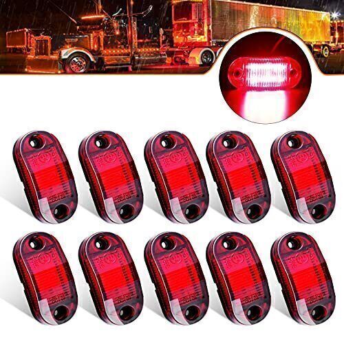10pcs Side Marker Oval Tail Lamp Red 6-LED Light Clearance Trailer Car Truck 12V