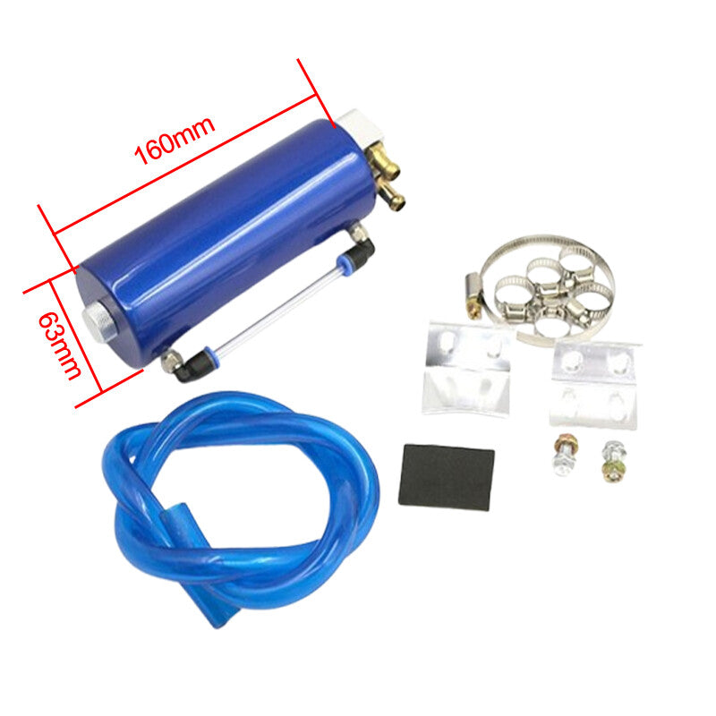 Oil Catch Tank Reservoir Breather Can Billet Aluminum High Capacity Engine Blue