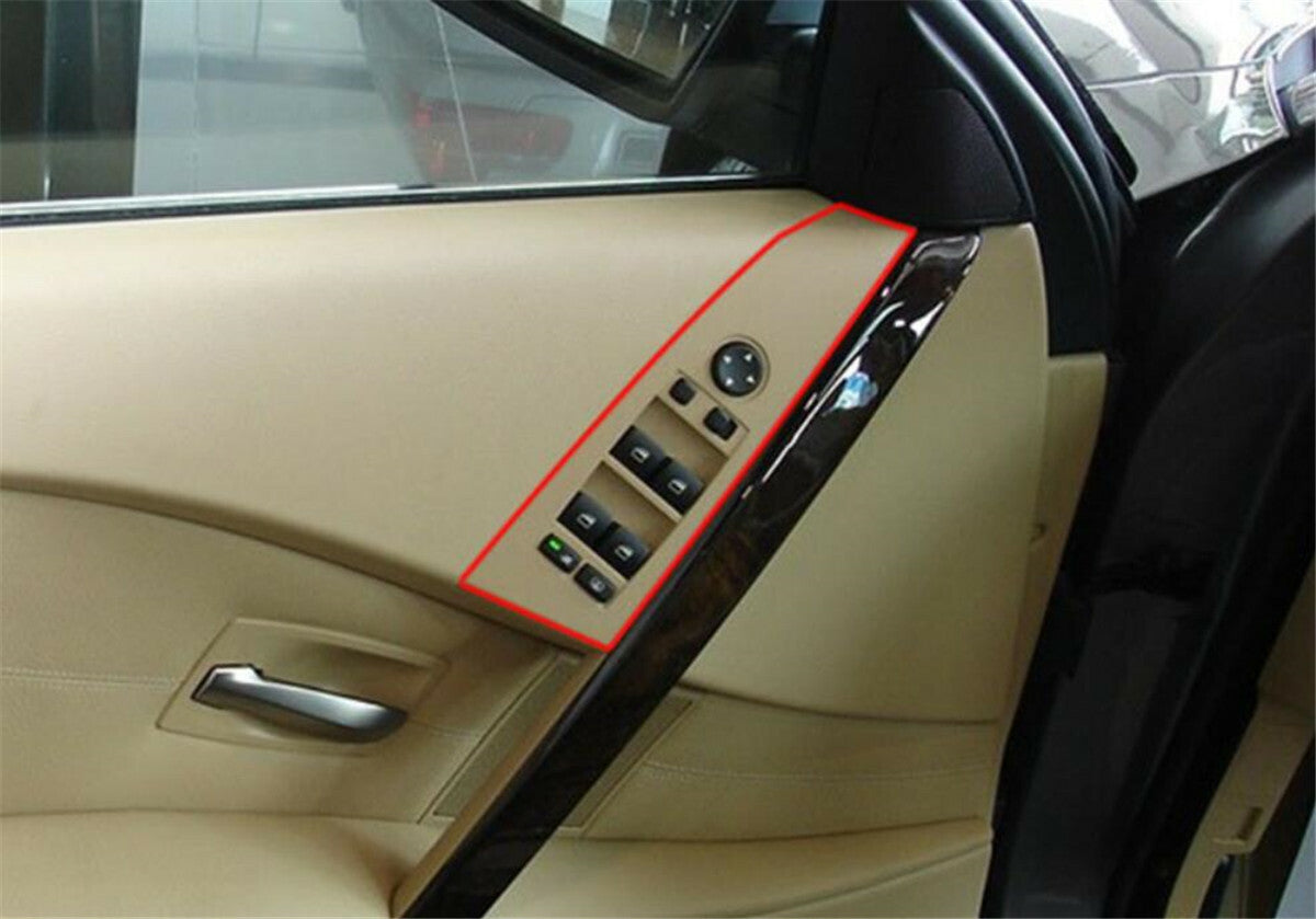 Silver ABS Window Lift Switch Button Trim Kit for BMW 5 Series E60 E61 2004-2006