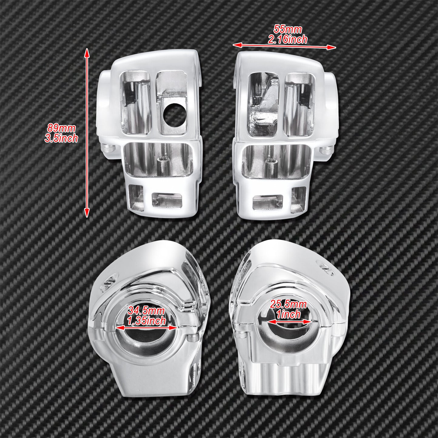 Chrome Cap Buttons + Handlebar Control Switch Housing Cover for Harley Touring