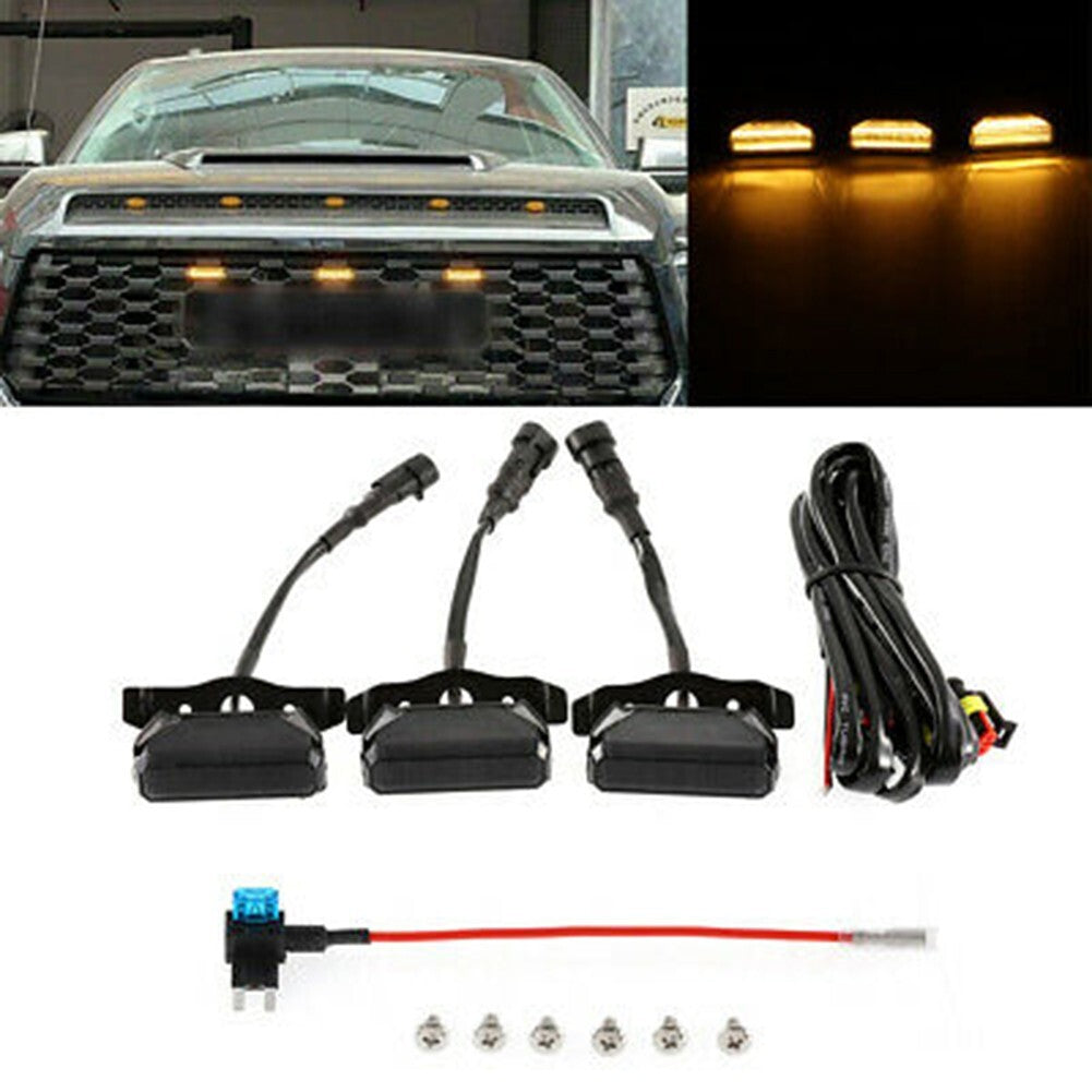 for Toyota TUNDRA-TRD Offroad 2020-2021 LED Grille Light Amber Lamp Kit 3Pcs