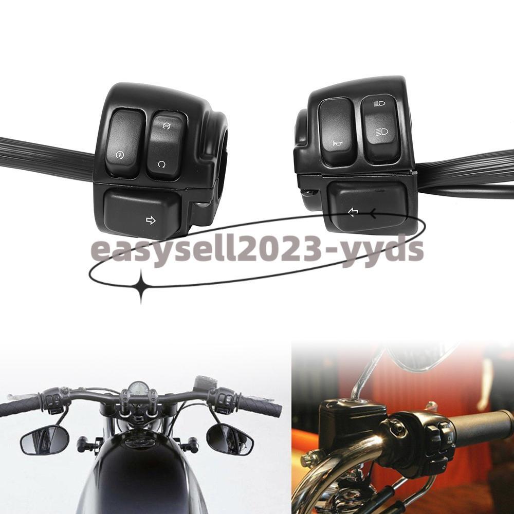 Black 1 25mm Motor Handlebar Controls Switches + Wiring Harness Fit for Harley