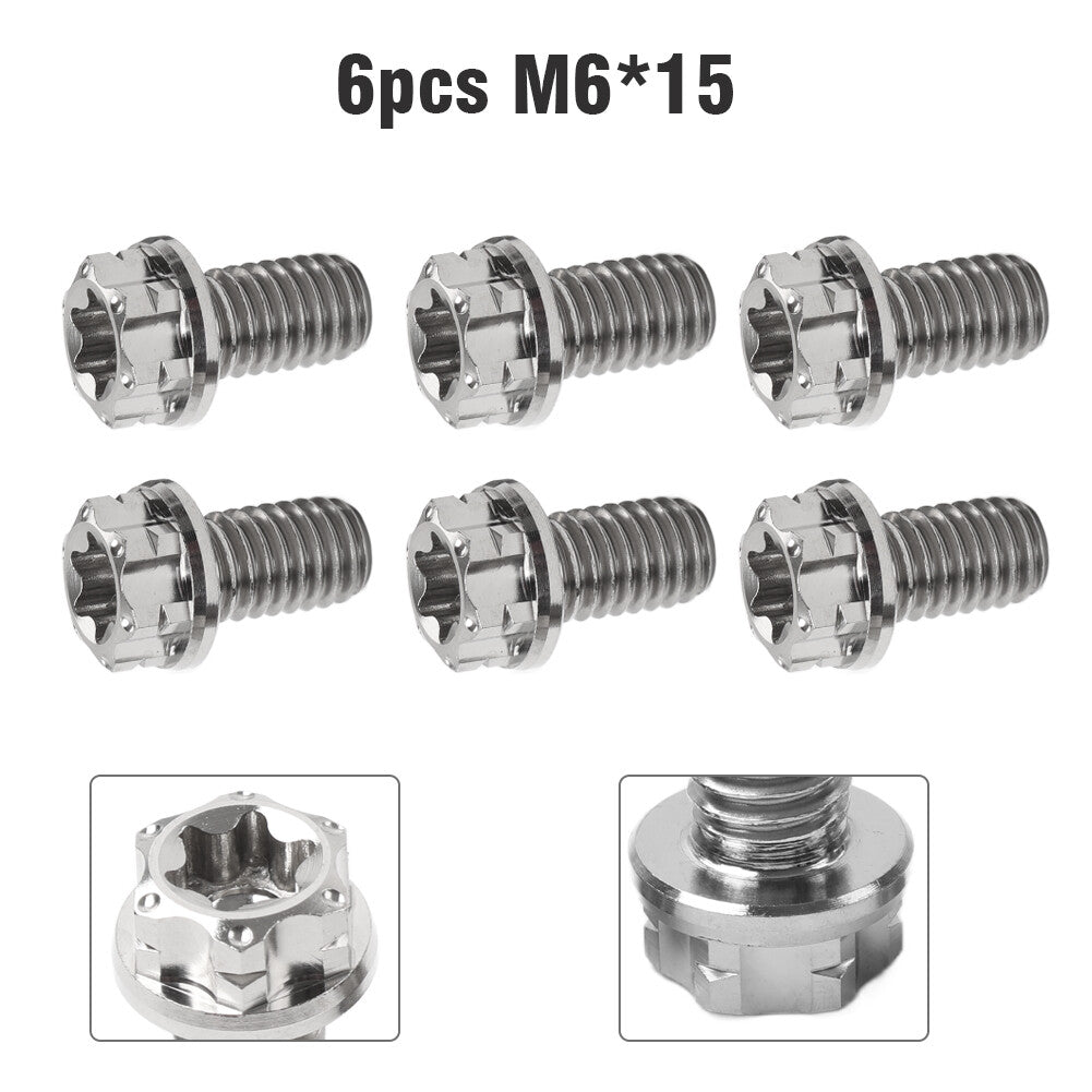 6pcs Bolts Torx Head Flange Screws M6x15mm For Motorcycle Bike Silver