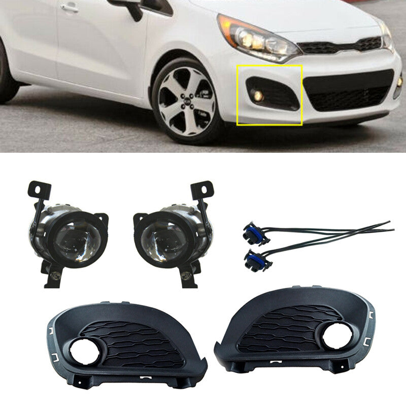 1 fog light kit + protective cover + connector for Kia Rio 2012-2015 hatchback