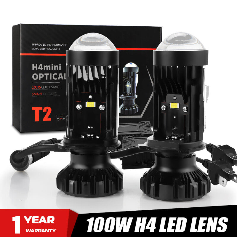 2X H4 HB2 9003 for Mini Bi-LED Projector Headlight Lens 100W Hi/Lo Bulb Retrofit LHD