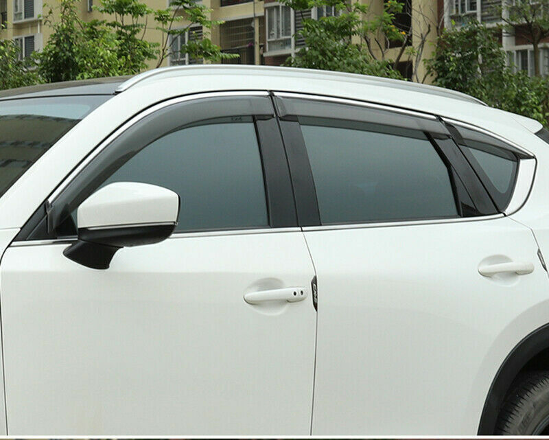 6X for Mazda CX-5 2017-2024 Window Visors Sun Rain Guard Deflector W/Chrome Trim