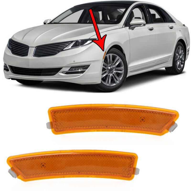 For 2013-2016 for LINCOLN MKZ Pair Front Bumper Reflector Side Marker Light Lamp