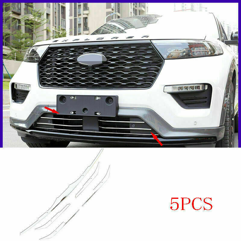 for Ford Explorer 2020-2022 Stainless Front Bumper Grill Grille Cover Strip Trim