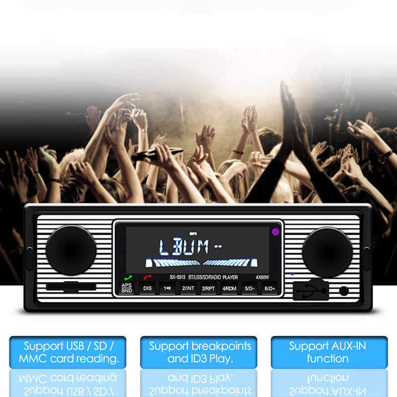 1DIN 4-Channel Wireless Bluetooth In-Dash Car FM Radio Stereo Player USB Charger
