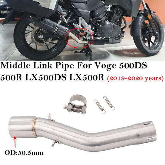 For Voge 500DS 500R 2019-20 Exhaust Escape System Middle Link Pipe 51MM Muffler